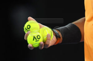 Rafael Nadal of Spain holds tennis balls during his men's singles quarter final match against Frances Tiafoe of the USA at the Australian Open Grand Slam tennis tournament in Melbourne, Australia, 22 January 2019. EPA-EFE/LUKAS COCH AUSTRALIA AND NEW ZEALAND OUT